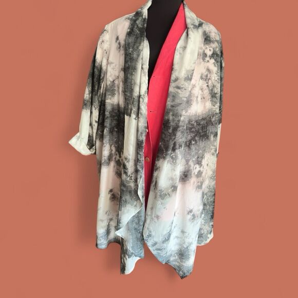 Melissa McCarthy Seven Kimono Women’s 2X Lightweight Watercolor Duster Cardigan - Picture 2 of 16
